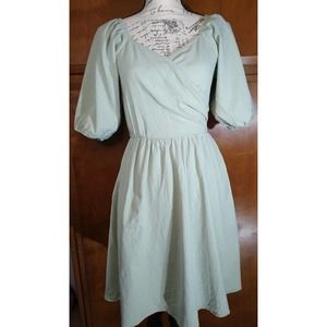 Ivy City Co Sage Green Balloon Puff Sleeve Sundress Size XS